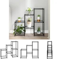 The Living Store blomsterstativ 83x25x80 cm jern sort - Planteborde
