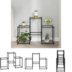 The Living Store blomsterstativ 83x25x60 cm jern sort - Planteborde