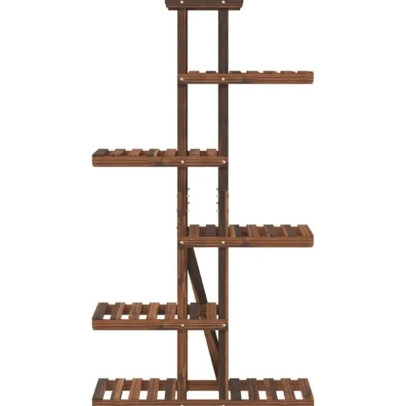 The Living Store blomsterstativ 175x25x140,5 cm massivt fyrretræ - Planteborde