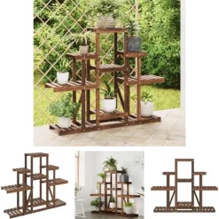 The Living Store blomsterstativ 110x25x98 cm massivt fyrretræ - Planteborde
