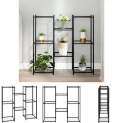 The Living Store blomsterstativ 83x25x80 cm jern sort - Planteborde
