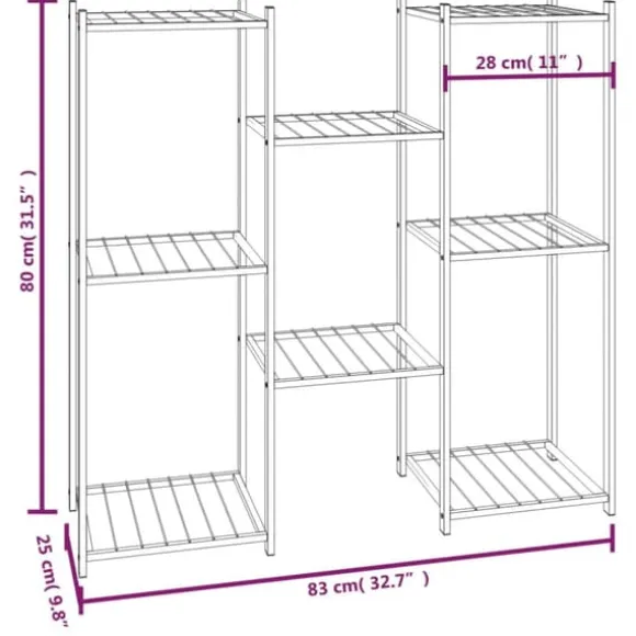 The Living Store blomsterstativ 83x25x80 cm jern sort - Planteborde
