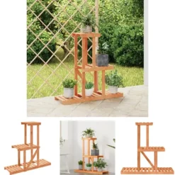 The Living Store blomsterstativ 81x25x75,5 cm massivt fyrretræ - Planteborde