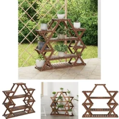 The Living Store blomsterstativ 110x25x105 cm massivt fyrretræ - Planteborde