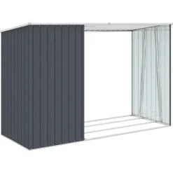 The Living Store brændeskur 245x98x159 cm galvaniseret stål antracitgrå - Skure & Redskabsskure
