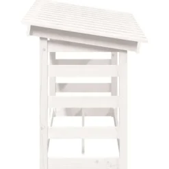 The Living Store brændestativ 108x64,5x78 cm massivt fyrretræ hvid - Brændekurve – tilbehør