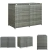 The Living Store dobbelt skraldespandsskjuler 148x77x111 cm polyrattan grå - Skure & Redskabsskure