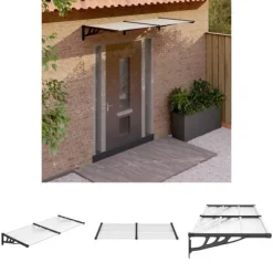 The Living Store dørbaldakin 199x90 cm polycarbonat sort og transparent - Markiser