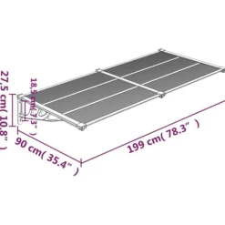 The Living Store dørbaldakin 199x90 cm polycarbonat sort og transparent - Markiser