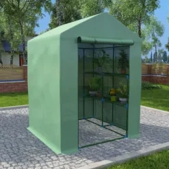 The Living Store drivhus med hylder 143x143x195 cm stål - Drivhuse