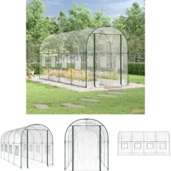The Living Store drivhus 160x400x190 cm PVC og pulverlakeret stål transparent - Drivhuse