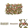 The Living Store espalier med kunstig vedbend 180x20 cm udvidelig mørk pink - Havehegn
