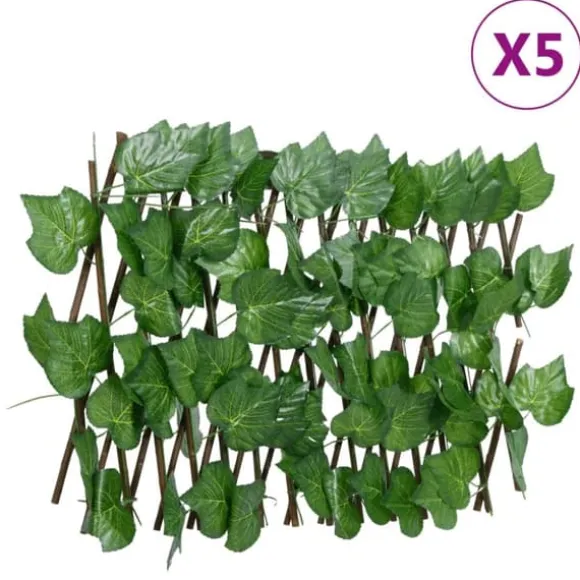 The Living Store espalier 5 stk. med kunstige vinblade 180x20 cm udvidelig grøn - Havehegn