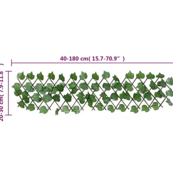 The Living Store espalier 5 stk. med kunstige vinblade 180x20 cm udvidelig grøn - Havehegn