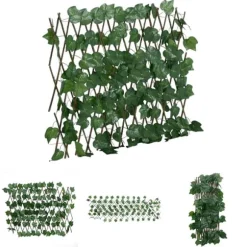 The Living Store espalier med kunstige vinblade 190x60 cm udvidelig grøn - Havehegn