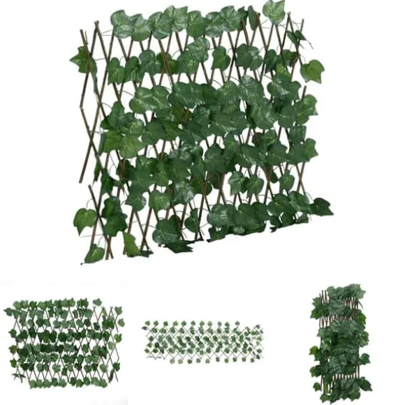 The Living Store espalier med kunstige vinblade 190x60 cm udvidelig grøn - Havehegn