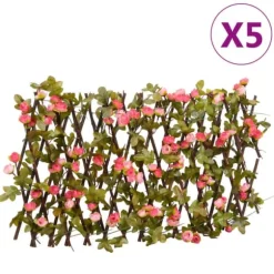 The Living Store espalierer med kunstig vedbend 5 stk. 180x20 cm udvidelig pink - Havehegn