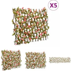 The Living Store espalierer med kunstig vedbend 5 stk. 180x60 cm udvidelig pink - Havehegn