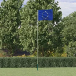 The Living Store Europaflag og flagstang 5,55 m aluminium - Flag & vimpler