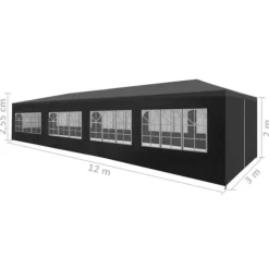 The Living Store festtelt 3 x 12 m antracitgrå - Festtelte & havepavilloner