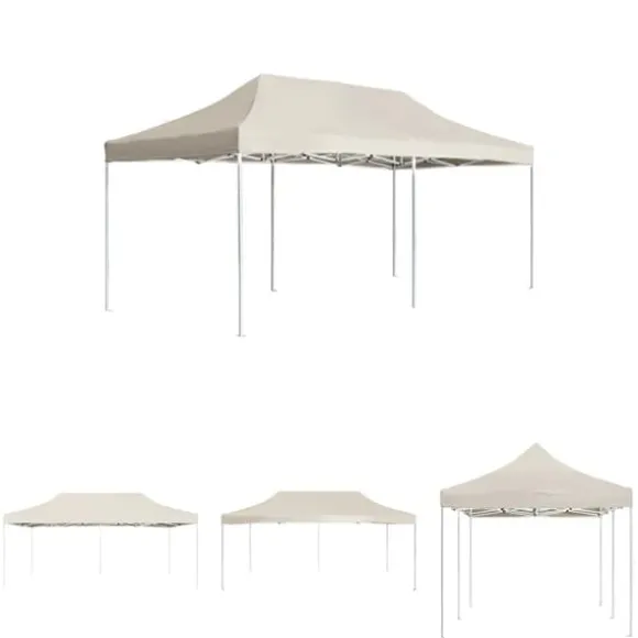 The Living Store foldbart festtelt aluminium 6 x 3 m cremefarvet - Festtelte & havepavilloner