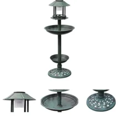 The Living Store fuglebad/ foderbræt med solcellelampe - Fuglebade