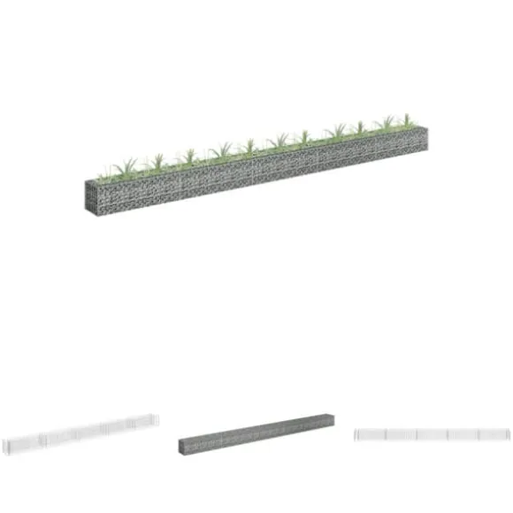The Living Store gabion-højbed 450x30x30 cm galvaniseret stål - Plantekrukker