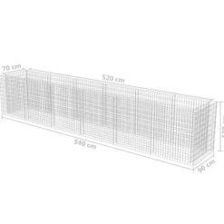 The Living Store gabion-højbed 540x90x100 cm galvaniseret stål - Plantekrukker