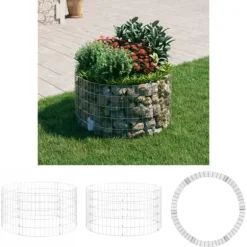 The Living Store gabionsøjle Ø100x50 cm galvaniseret stål rund - Havehegn