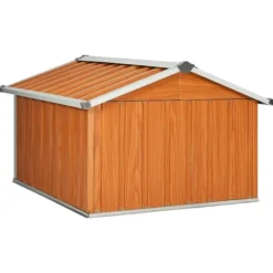 The Living Store garage til robotplæneklipper 92x97x63 cm galvaniseret stål brun - Skure & Redskabsskure