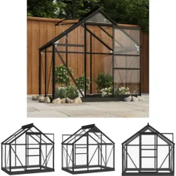 The Living Store glasdrivhus 155x103x191 cm aluminium antracitgrå - Drivhuse