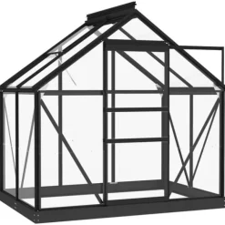 The Living Store glasdrivhus 155x103x191 cm aluminium antracitgrå - Drivhuse