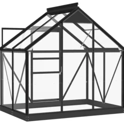The Living Store glasdrivhus 155x103x191 cm aluminium antracitgrå - Drivhuse