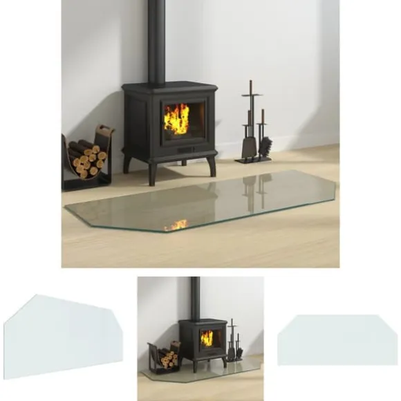 The Living Store glasplade til pejs 120x50 cm sekskantet - Glas