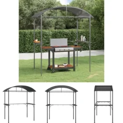 The Living Store grillpavillon med sidehylder 220x115x230 cm stål antracitgrå - Festtelte & havepavilloner