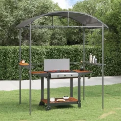 The Living Store grillpavillon med sidehylder 220x115x230 cm stål antracitgrå - Festtelte & havepavilloner