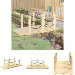 The Living Store havebro med kædegelænder 150x67x56 cm massivt grantræ - Havebroer