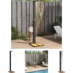 The Living Store havebruser 50x55x224 cm polyrattan og akacietræ sort - Pool & spa – tilbehør