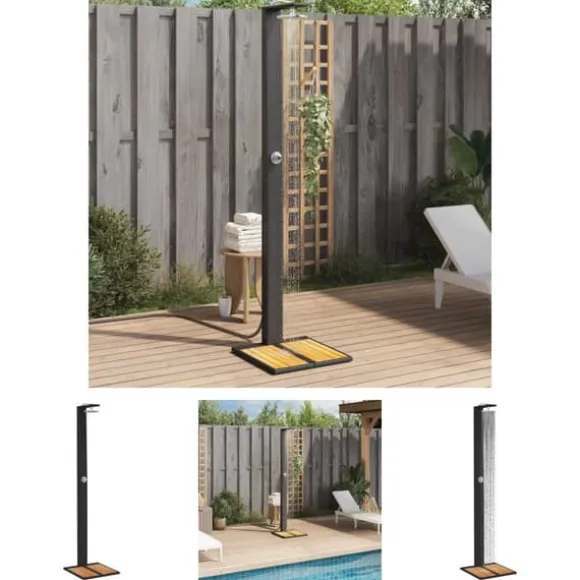 The Living Store havebruser 50x55x224 cm polyrattan og akacietræ sort - Pool & spa – tilbehør