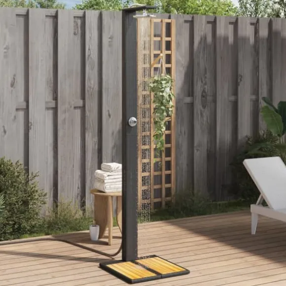 The Living Store havebruser 50x55x224 cm polyrattan og akacietræ sort - Pool & spa – tilbehør