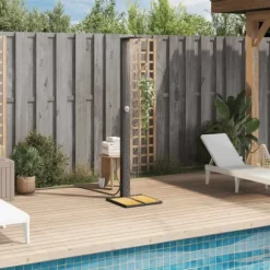 The Living Store havebruser 50x55x224 cm polyrattan og akacietræ sort - Pool & spa – tilbehør