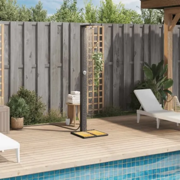 The Living Store havebruser 50x55x224 cm polyrattan og akacietræ sort - Pool & spa – tilbehør