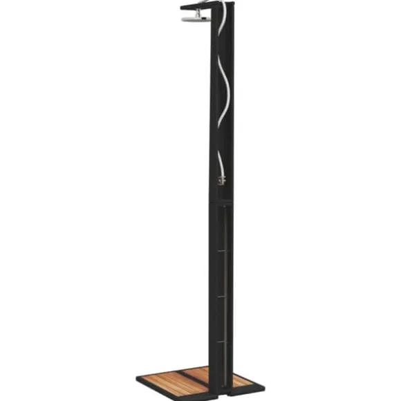 The Living Store havebruser 50x55x224 cm polyrattan og akacietræ sort - Pool & spa – tilbehør
