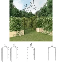 The Living Store havebuer 2 stk. 120x38x260 cm stål sort - Havebuer, espalierer & pergolaer