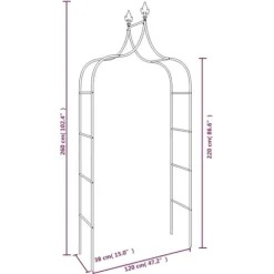 The Living Store havebuer 2 stk. 120x38x260 cm stål sort - Havebuer, espalierer & pergolaer