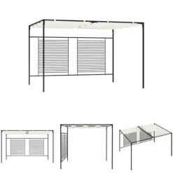 The Living Store havepavillon med udtrækkeligt tag 3x4x2,3 m 180 g/m² creme - Festtelte & havepavilloner