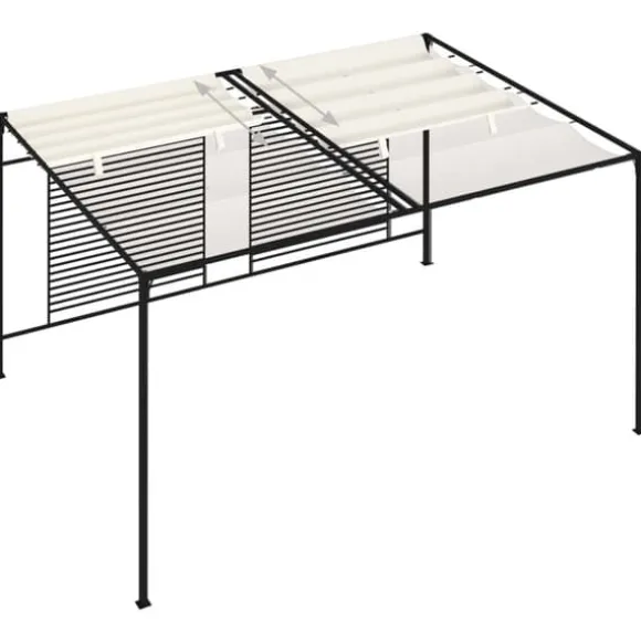 The Living Store havepavillon med udtrækkeligt tag 3x4x2,3 m 180 g/m² creme - Festtelte & havepavilloner