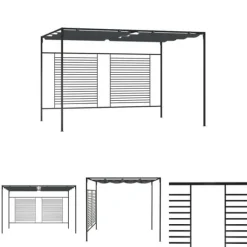 The Living Store havepavillon med udtrækkeligt tag 4x3x2,3 m 180 g/m² antracit - Festtelte & havepavilloner