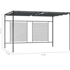 The Living Store havepavillon med udtrækkeligt tag 4x3x2,3 m 180 g/m² antracit - Festtelte & havepavilloner