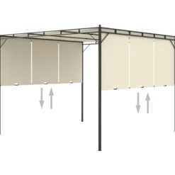 The Living Store havepavillon med gardin 3x3x2,25m cremefarvet - Festtelte & havepavilloner